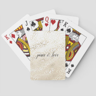 White Gold Glam Leopard Print personalised Playing Cards