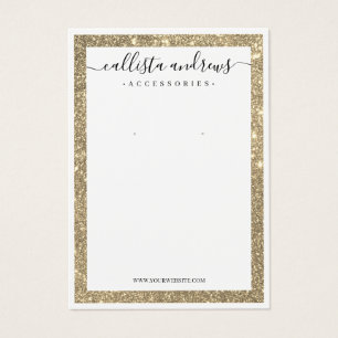 White Gold Glitter Border Cursive Earring Display