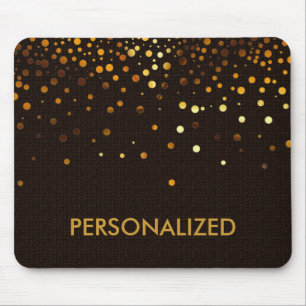 White Gold Glitter Confetti Faux Personalized Mouse Pad