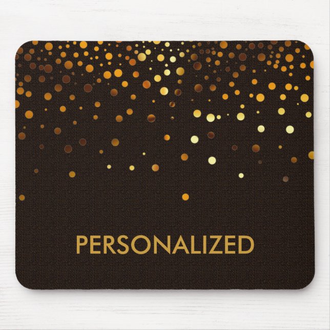 White Gold Glitter Confetti Faux Personalized Mouse Pad (Front)