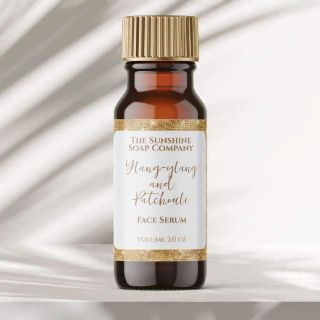 White Gold Glitter Cosmetics Dropper Bottle Label (Creator Uploaded)