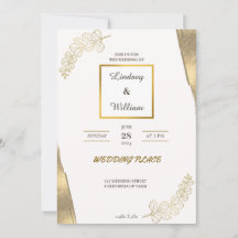 White gold glitter elegant wedding invitation