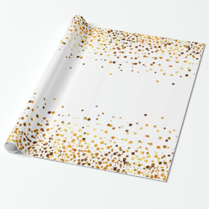 white gold glitter faux foil confetti wrapping paper