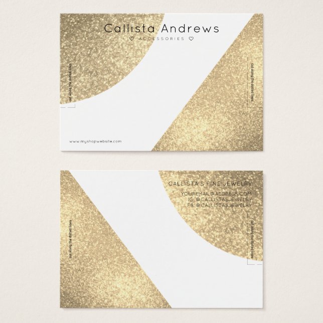 White Gold Glitter Geo Heart Bracelet Display (Front & Back)