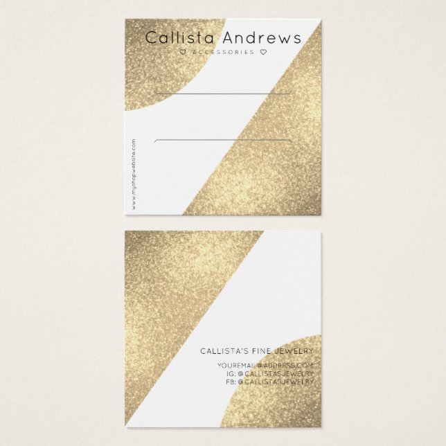 White Gold Glitter Geo Heart Hair Clip Display (Front & Back)