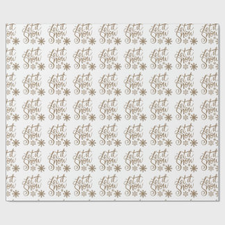White gold glitter let it snow Christmas Wrapping Paper