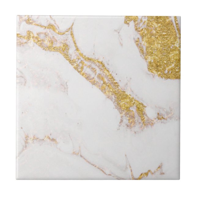 White gold glitter marble ceramic tile (Front)