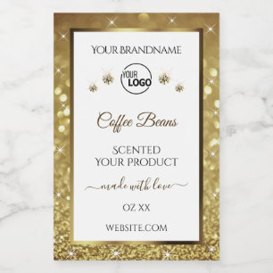 White Gold Glitter Product Labels Logo Diamonds