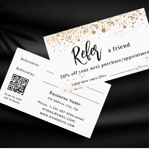 White gold glitter qr code business referral card