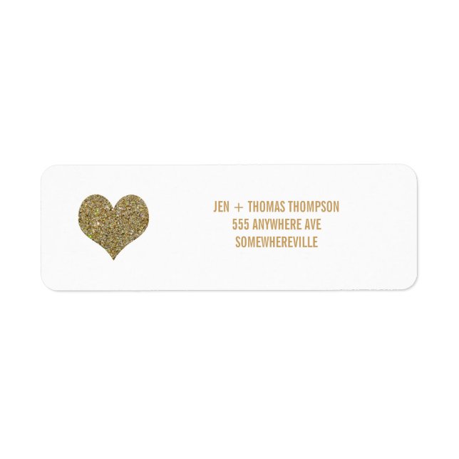 White & Gold Glitter Return Address Wedding Labels (Front)