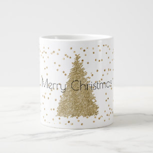 White Gold Glitter Sparkle Christmas Tree      Large Coffee Mug