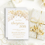 White Gold Glitter Surprise 30th Birthday Invitation<br><div class="desc">30th Surprise birthday party invitation for women with glittering gold string lights and sparkling bokeh on a white background. Because text is customisable, this invitation is designed for a lady who is celebrating any birthday. (18th, 21, st, 30th, 40th, 50th, 60th, 70th, 80th, 90th, 100th... .or any age). Text, fonts...</div>