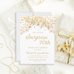 White Gold Glitter Surprise 70th Birthday Invitation<br><div class="desc">70th Surprise birthday party invitation for women with glittering gold string lights and sparkling bokeh on a white background. Because text is customisable, this invitation is designed for a lady who is celebrating any birthday. (18th, 21, st, 30th, 40th, 50th, 60th, 70th, 80th, 90th, 100th... .or any age). Text, fonts...</div>