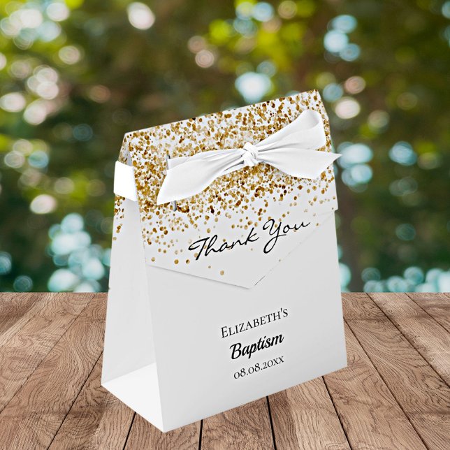 White gold glitter thank you Baptism Favour Box (Creator Uploaded)