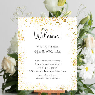 White gold glitter wedding program details budget flyer