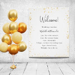 White gold glitter wedding program details poster<br><div class="desc">A modern,  elegant wedding program,  timeline.  A white background decorated with faux gold glitter dust. Personalize and add your names and wedding details. Black colored letters.  If you have more text it's possible to reduce the line space.</div>