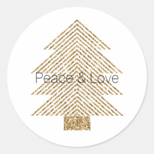 White Gold Glitzy Glitter Christmas Tree Classic Round Sticker