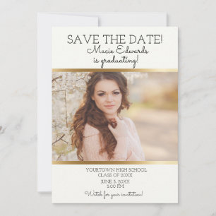 White Gold Graduation Save Date Photo Save The Date