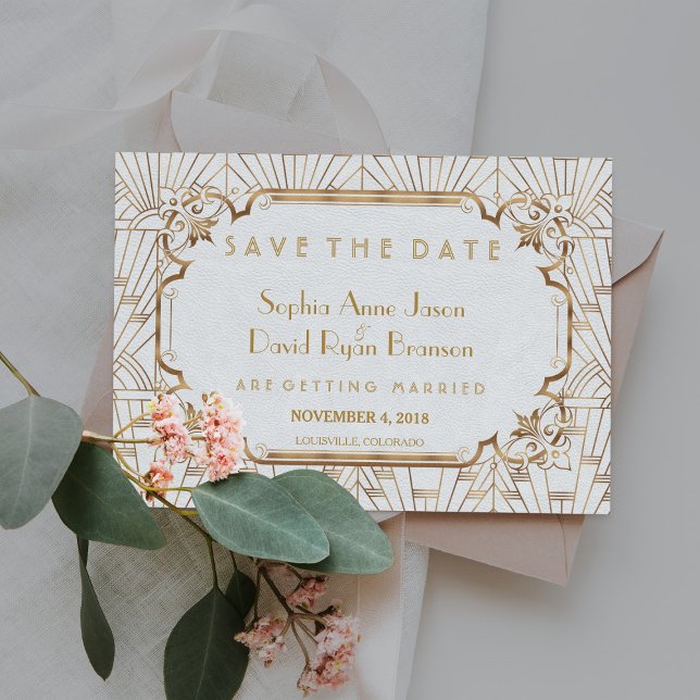 White Gold Great Art Deco Save The Date (Creator Uploaded)