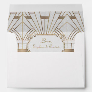 White Gold Great Gatsby Art Deco 1920s Wedding Envelopes