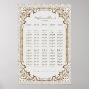 White Gold Great Gatsby Art Deco Seating Chart