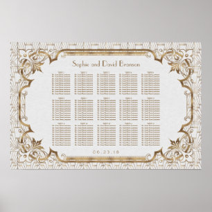 White Gold Great Gatsby Art Deco Seating Chart