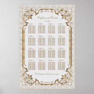 White Gold Great Gatsby Art Deco Seating Chart