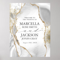 White, Gold & Grey Mist Agate Wedding