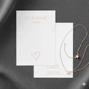White gold heart necklace bracelet display card