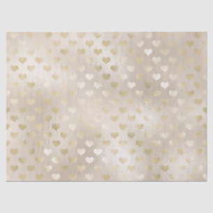 White Gold Hearts Tissue Paper