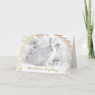 White Gold Honey Bunny In Snow Card