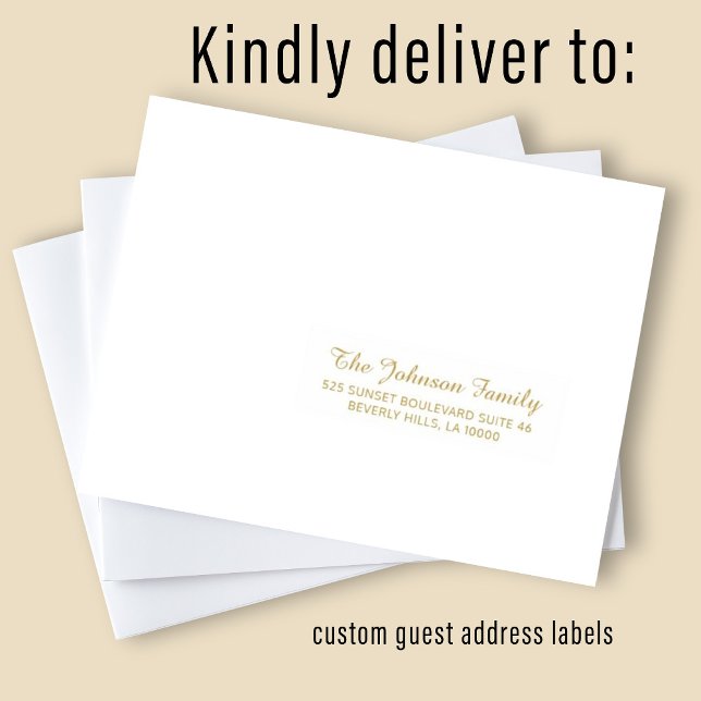 White gold individual guest address elegant labels (Creator Uploaded)