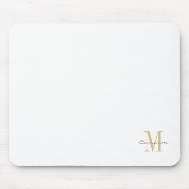 White Gold Initial and Name Personalised Mouse Pad (Front)
