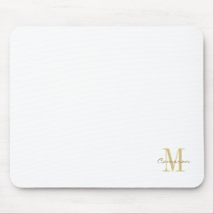 White Gold Initial and Name Personalized Mouse Pad