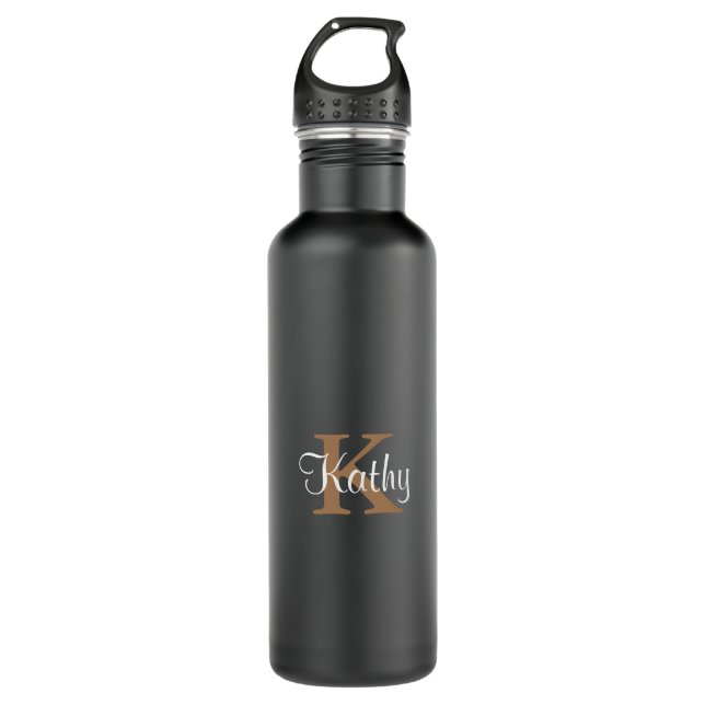 White Gold Initial Personalised Elegant 710 Ml Water Bottle (Front)