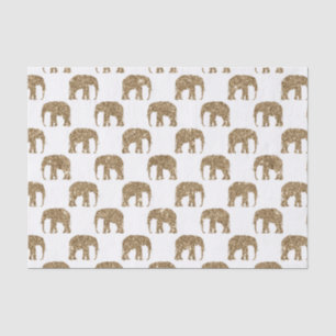 White gold jungle elephant party tissue paper