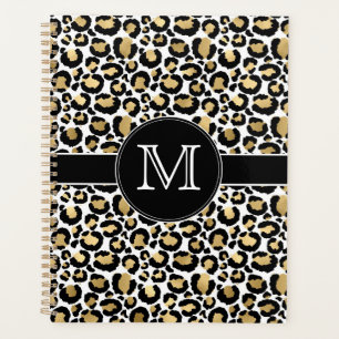 White & Gold Leopard Planner