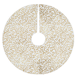 White Gold Leopard Print Brushed Polyester Tree Skirt