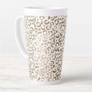 White Gold Leopard Print Latte Mug