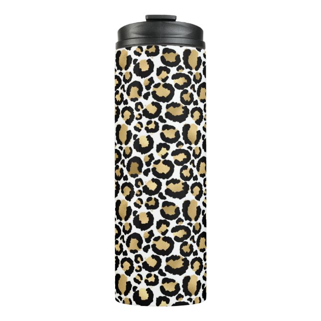 White & Gold Leopard Thermal Tumbler (Front)