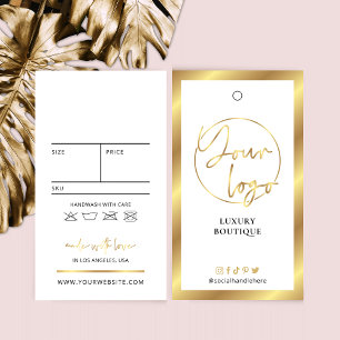 White & Gold Logo Clothing Label Price Tag
