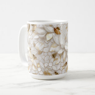 White Gold Lotus Flowers Coffee Mug
