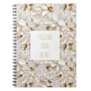 White Gold Lotus Flowers Notebook