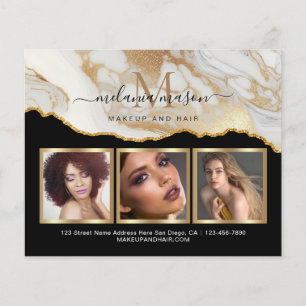 White Gold Marble Agate Makeup Artist Photo Flyer