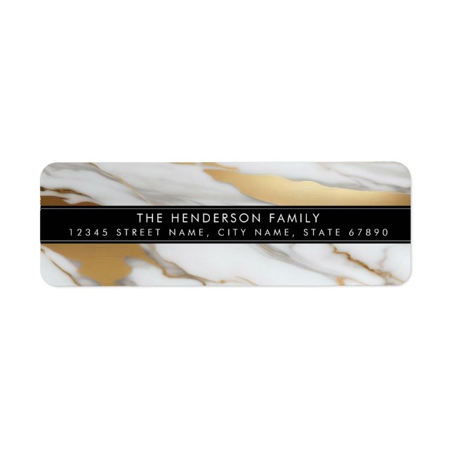 White Gold Marble Background Return Address Labels (Front)
