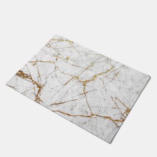 White & gold marble doormat