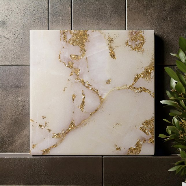 White Gold Marble Glitter ID1171a Ceramic Tile (Creator Uploaded)