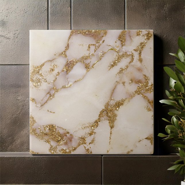 White Gold Marble Glitter ID1171c Ceramic Tile (Creator Uploaded)