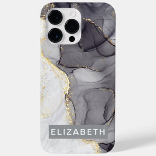 white gold marble glitter personalized name Case-Mate iPhone 14 pro max case