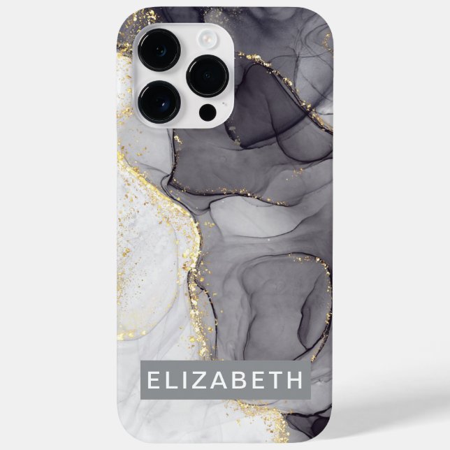 white gold marble glitter personalized name  Case-Mate iPhone case (Back)